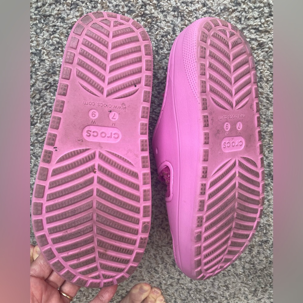 CROCS Bold Pink Plush Sandals - Picture 9 of 10
